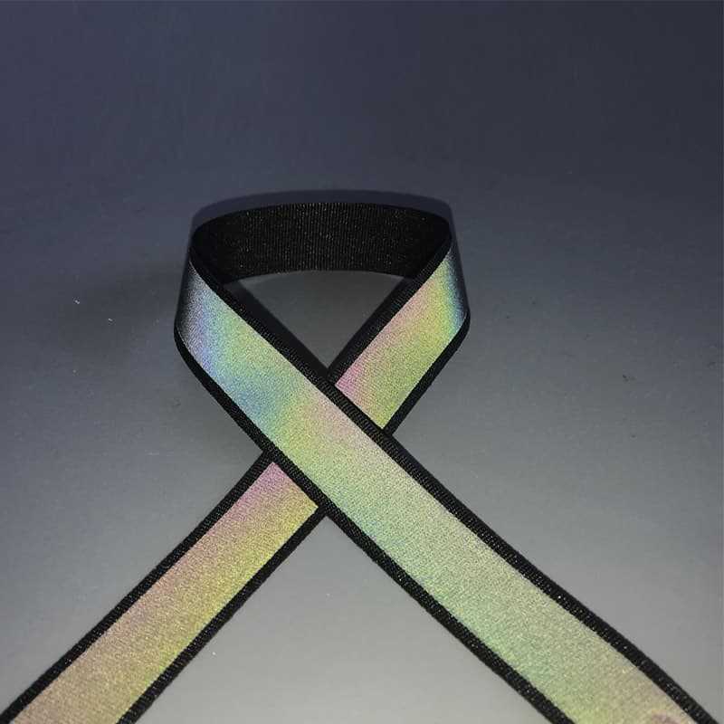 Rainbow reflective ribbon tape for clothing